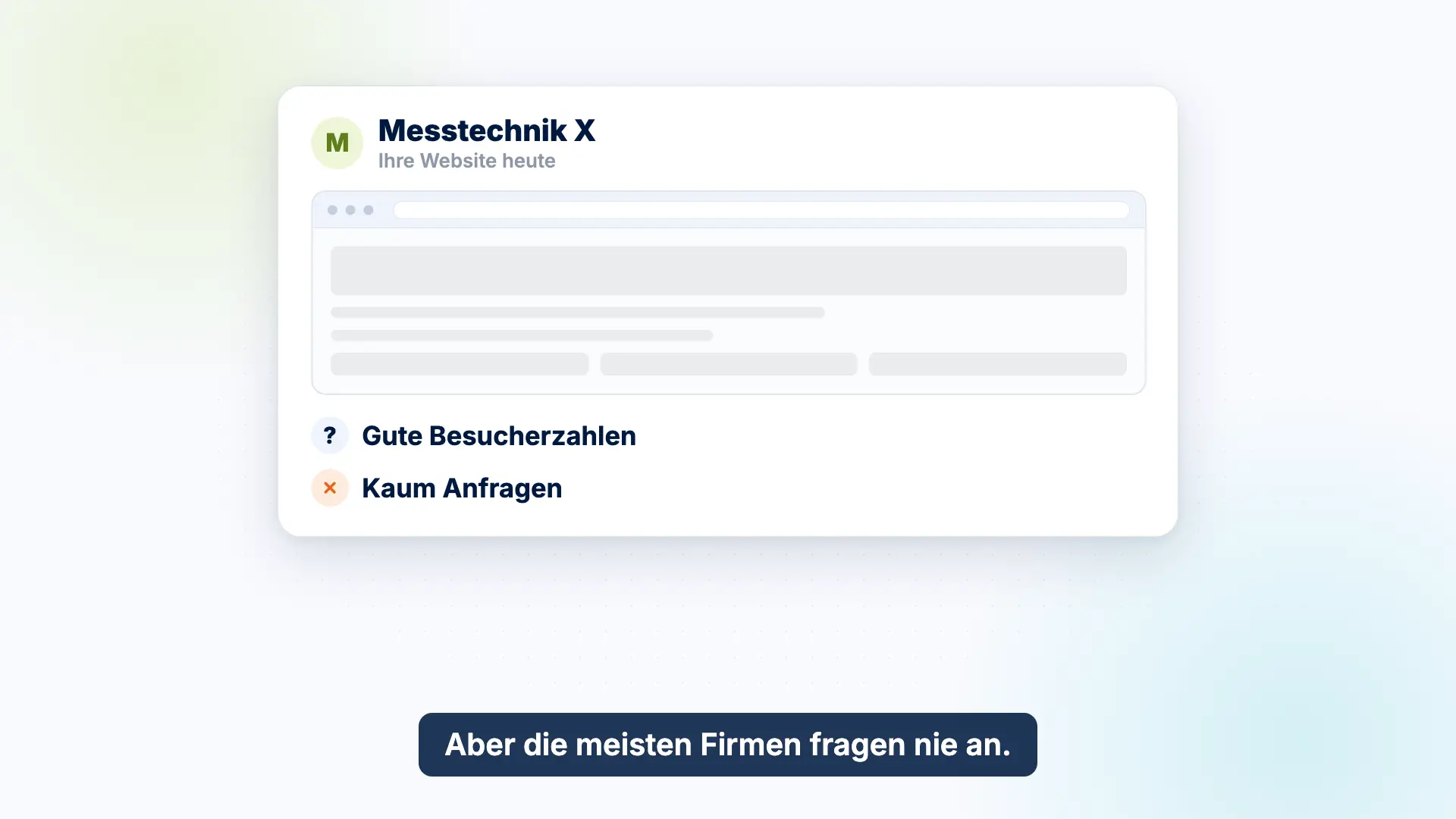 Vorschau des Erklärvideos: Ein Beispiel-Messtechnik-Hersteller hat gute Besucherzahlen auf der Website, aber kaum Anfragen.